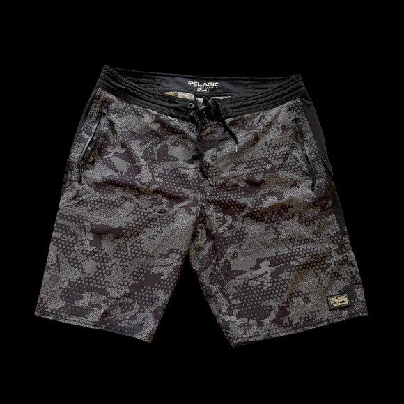 Pelagic Other - Pelagic High Performance Fishing Board Shorts 34 Grey Black Camo P012123-00